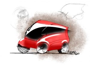 esboço sketch de um carro compacto urbano